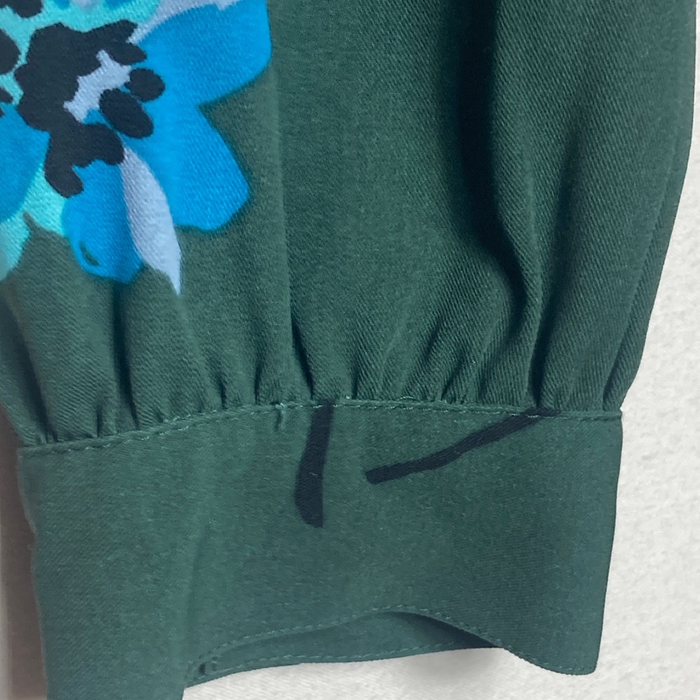 LOFT Dark Green Floral Long Sleeve Midi Dress 📦discounted $4.99 shipping - Picture 6 of 14